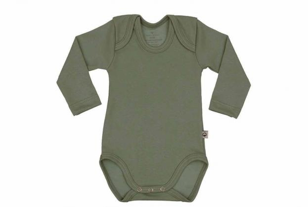 Wooden Buttons romper lange mouwen army