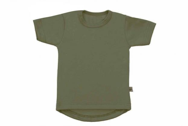 Wooden Buttons t-shirt km rond army
