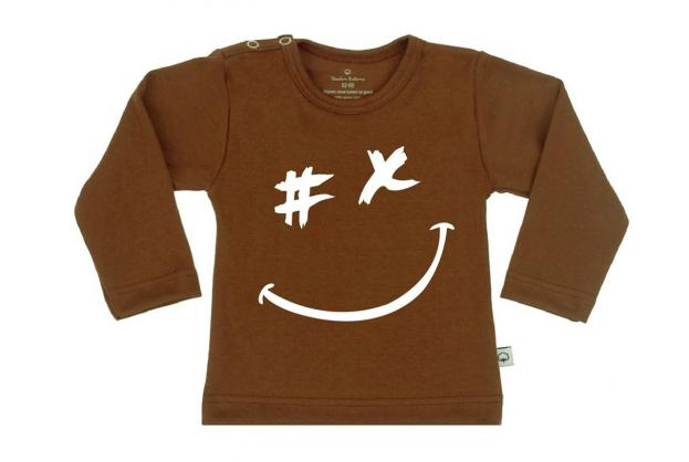 Wooden Buttons t-shirt lm  gezichtje choco