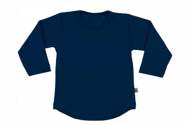 Wooden Buttons T-shirt rond lange mouwen marineblauw
