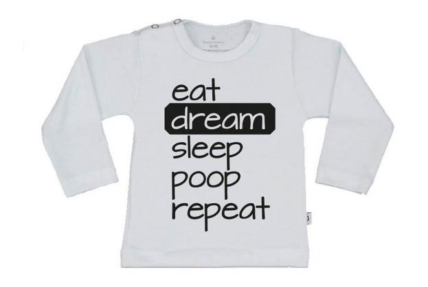 Wooden Buttons t shirt lm eat drean sleep poop repeat wit