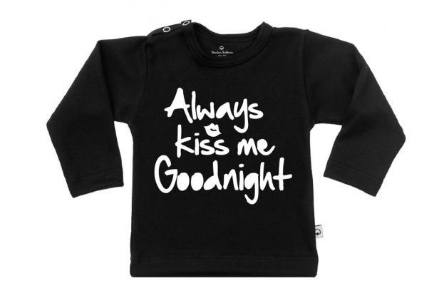 Wooden Buttons t-shirt lm always Kiss me Goodnight old zwart