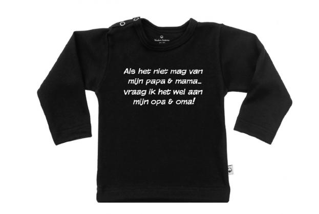 Wooden Buttons t-shirt lm Als het niet van mama mag zwart