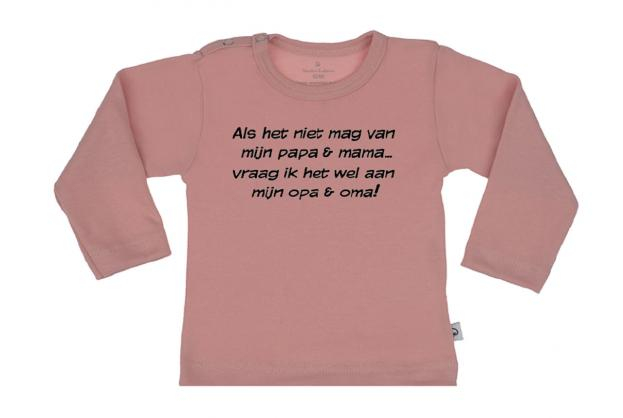 Wooden Buttons t-shirt lm Als ik het niet mag van old roze