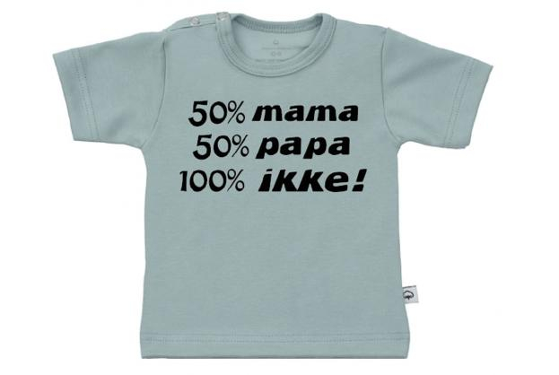 Wooden Buttons t-shirt km 50 mama 50 Papa 100 Ikke old green