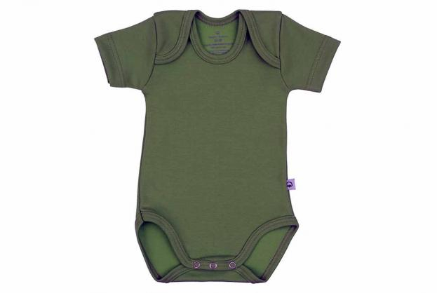 Wooden Buttons romper korte mouwen army