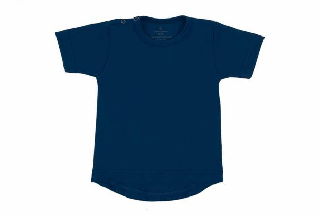 Wooden Buttons T-shirt rond korte mouwen marineblauw