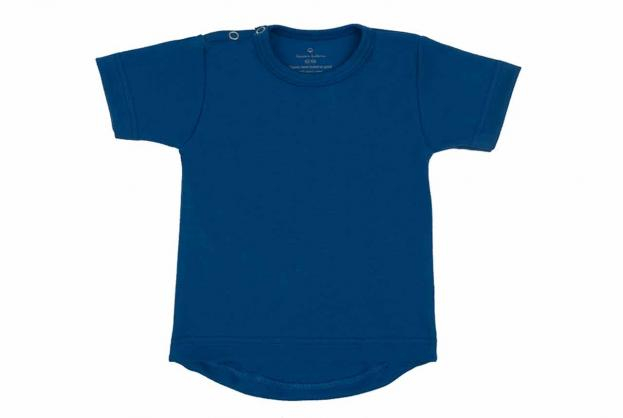 Wooden Buttons T-shirt rond korte mouwen kobaltblauw