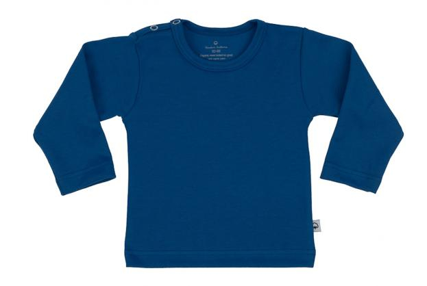 Wooden Buttons baby T-shirt uni lange mouwen biologisch katoen 50-92 kobaltblauw