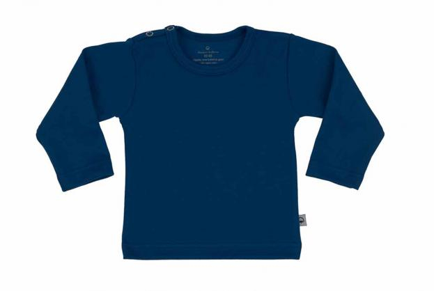 Wooden Buttons baby T-shirt uni lange mouwen biologisch katoen 50-92 marineblauw
