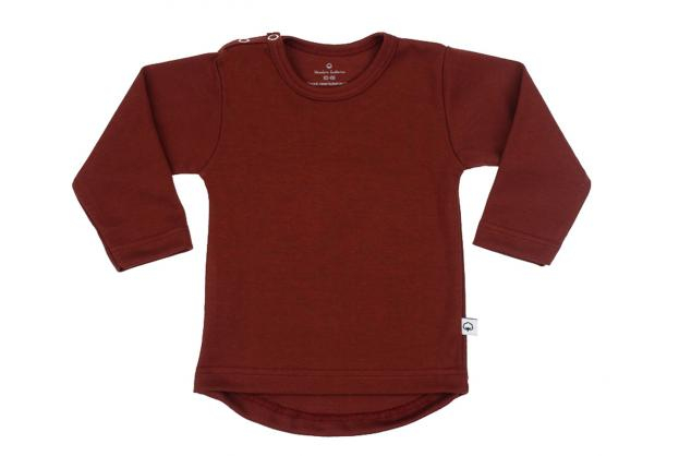 Wooden Buttons t-shirt rond lange mouwen bordeauxrood