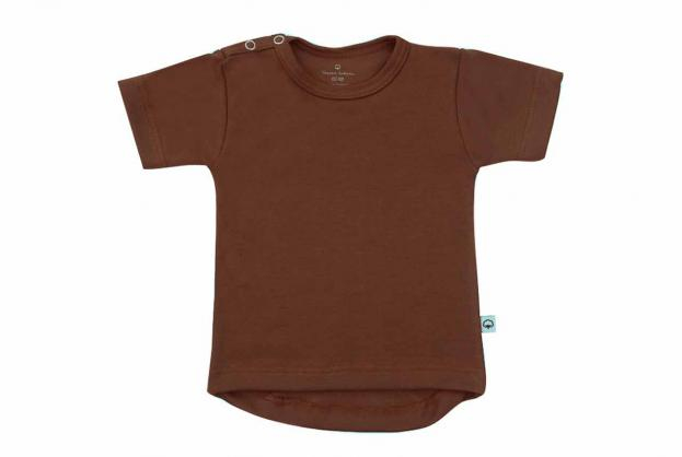 Wooden Buttons T-shirt rond korte mouwen bruin
