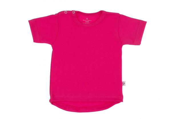 Wooden Buttons baby T-shirt uni rond korte mouwen biologisch katoen 50-92 cyclaam roze