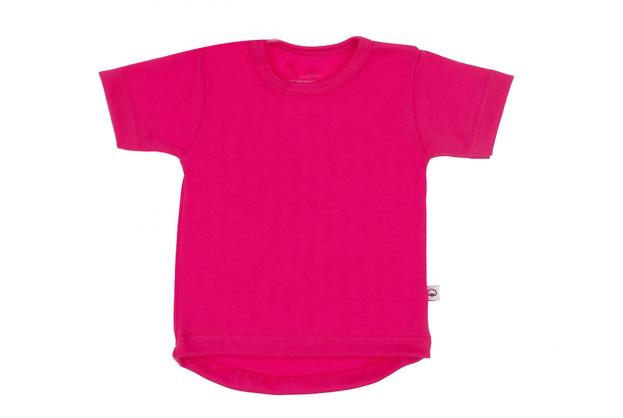 Wooden Buttons kinder T-shirt uni korte mouwen biologisch katoen 98-128 cyclaam roze