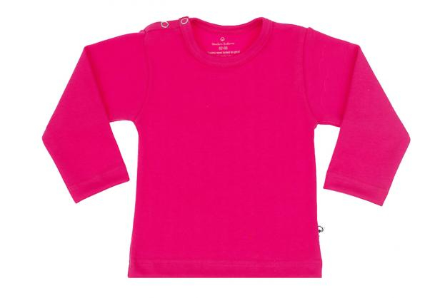 Wooden Buttons baby T-shirt uni lange mouwen biologisch katoen 50-92 cyclaam roze