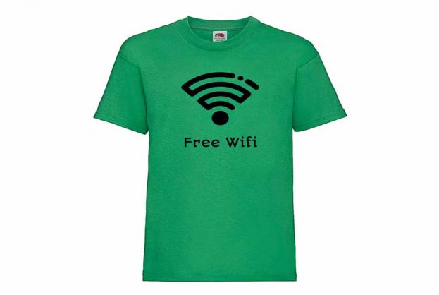 Discharge T-shirt km groen free wifi