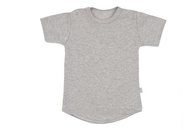 Wooden Buttons T-shirt rond korte mouwen grijs melee