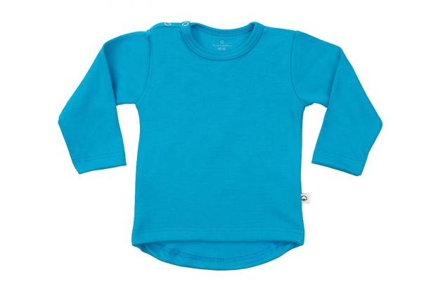 Wooden Buttons T-shirt rond lange mouwen aqua blauw