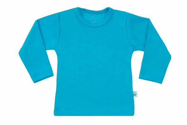 Wooden Buttons T-shirt lange mouwen aqua blauw