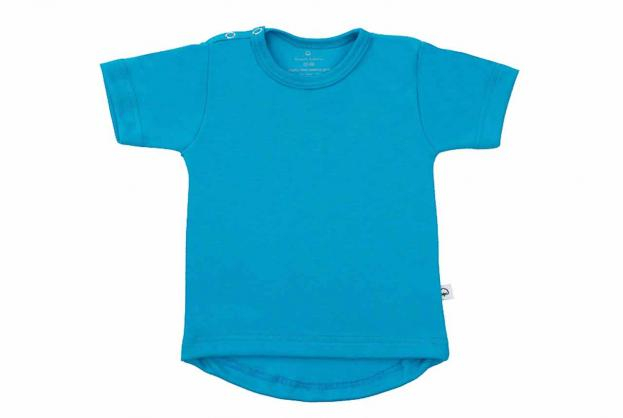 Wooden Buttons T-shirt rond korte mouwen aqua blauw