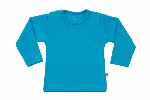Wooden Buttons T-shirt lange mouwen aqua blauw