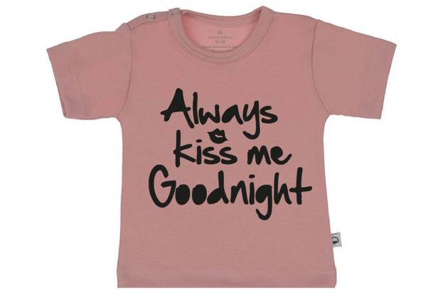 Wooden Buttons t-shirt km always Kiss me Goodnight old roze
