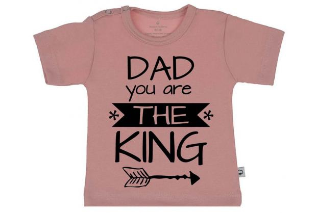 Wooden Buttons t-shirt km Dad you are the King old roze