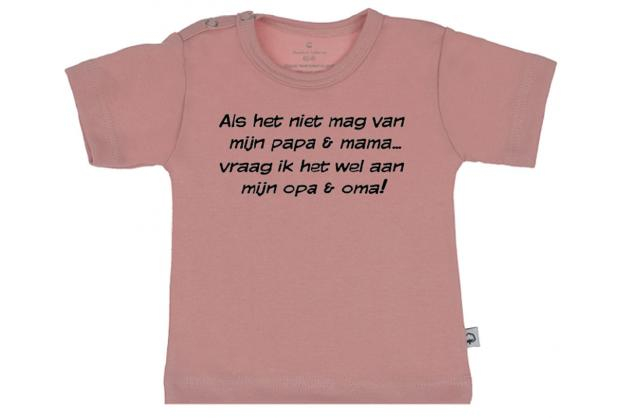 Wooden Buttons t-shirt lm Als ik het niet mag van old roze