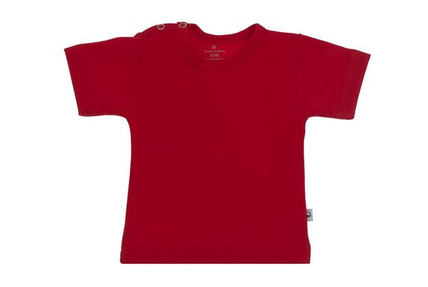 Wooden Buttons baby T-shirt uni korte mouwen biologisch katoen 50-92 rood