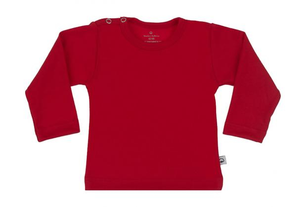 Wooden Buttons baby T-shirt uni lange mouwen biologisch katoen 50-92 rood