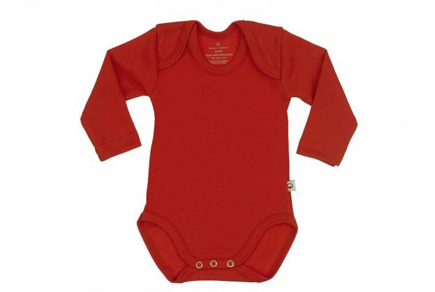 Wooden Buttons romper lange mouwen rood