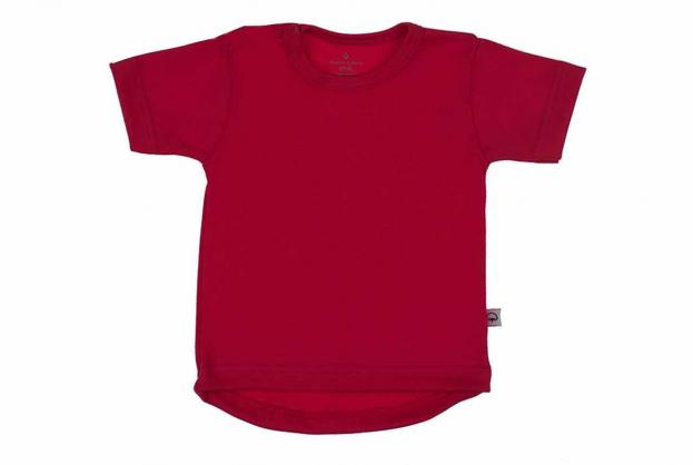 Wooden Buttons T-shirt rond korte mouwen rood