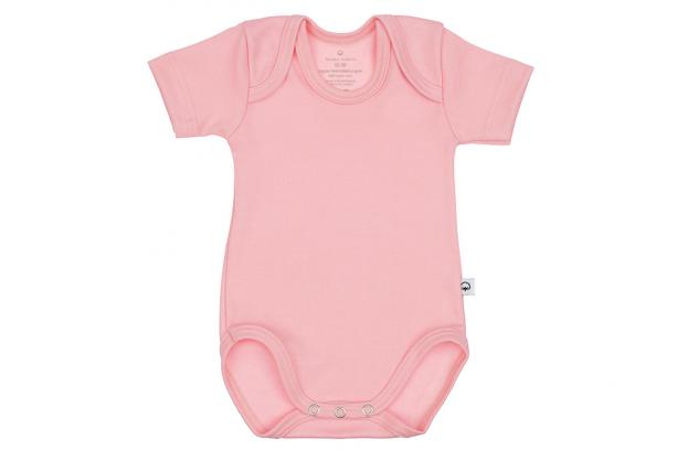 Wooden Buttons romper korte mouwen baby roze