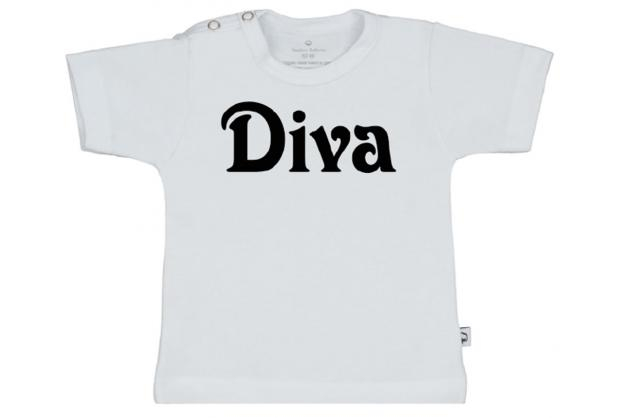 Wooden Buttons t-shirt km Diva wit