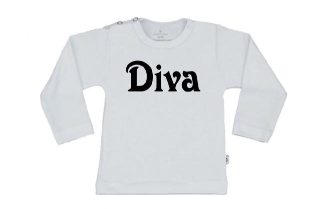 Wooden Buttons t-shirt lm Diva wit