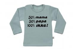 Wooden Buttons t-shirt lm  50 mama 50 Papa 100 Ikke old green