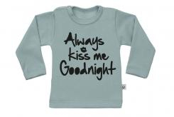 Wooden Buttons t-shirt lm always Kiss me Goodnight old green