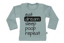 Wooden Buttons t-shirt lm eat dream sleep poop repeat old green