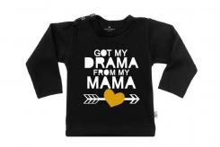 Wooden Buttons t-shirt lm Got my Drama from my Mama zwart