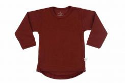 Wooden Buttons T-shirt rond lange mouwen bordeauxrood