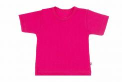 Wooden Buttons kinder T-shirt uni korte mouwen biologisch katoen 98-128 cyclaam roze