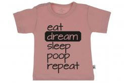 Wooden Buttons t shirt km eat Dream Sleep poop repeat old roze