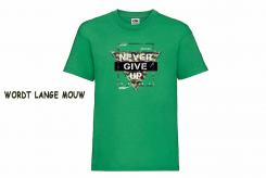 Discharge T-shirt lm groen Never give up