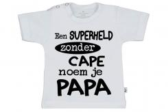Wooden Buttons t-shirt lm Een super held zonder cape noem je Papa wit