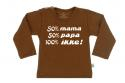 Wooden Buttons t-shirt lm  50 mama 50 Papa 100 Ikke choco