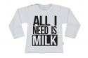Wooden Buttons t-shirt lm All I need is Milk wit
