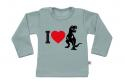 Wooden Buttons t-shirt lm I love Dino old green