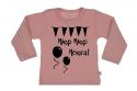 Wooden Buttons t shirt lm Hiep Hoep Hoera old roze