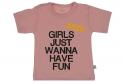 Wooden Buttons t-shirt km Girls just wannahave fun old roze