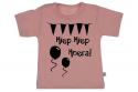 Wooden Buttons t shirt km Hiep Hoep Hoera old roze